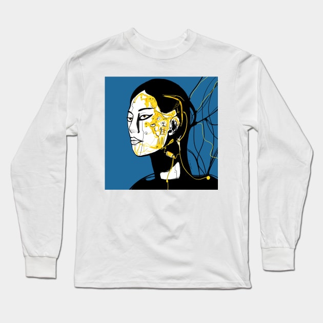robot lady in techno future ecopop Long Sleeve T-Shirt by jorge_lebeau